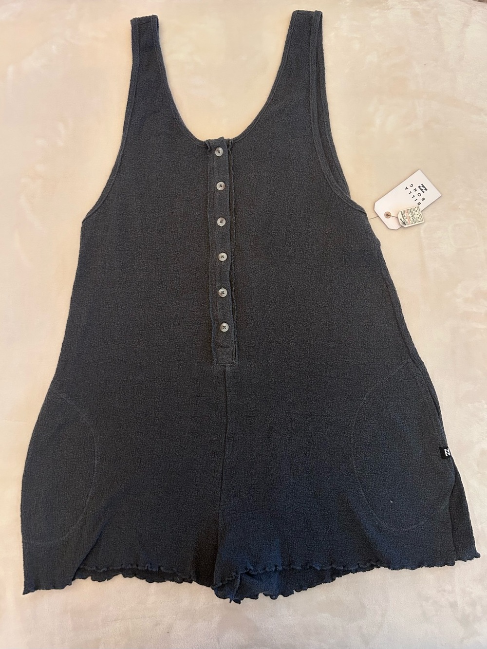 Black Knit Button-Front Romper
